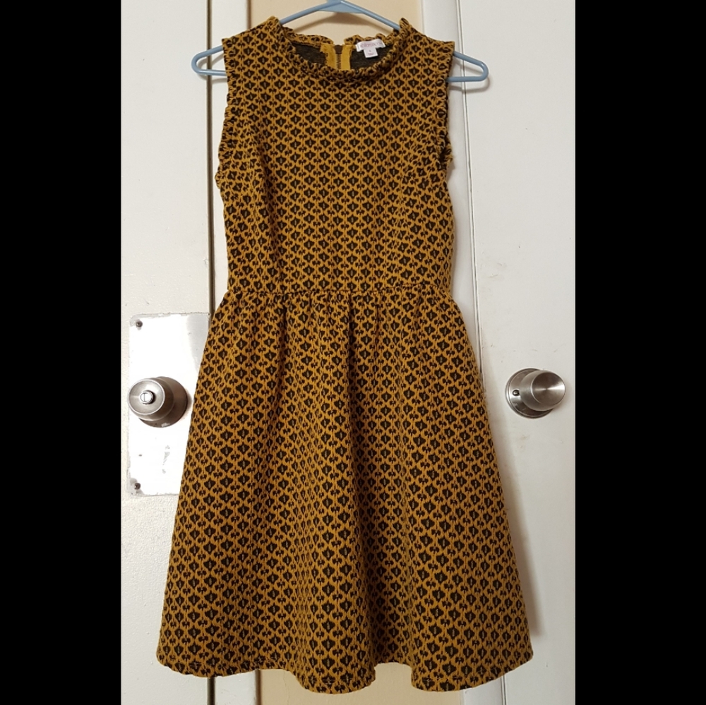 Mustard print patterned skater dress